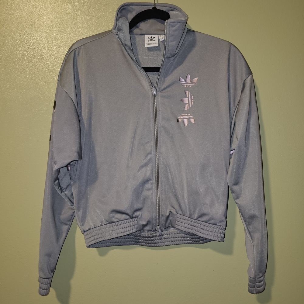 Adidas Lavender and Gray Zip-Up Jacket